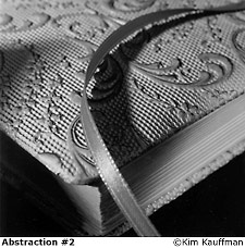 B&W abstract fine art photo of book and page mark titled Abstraction #2
